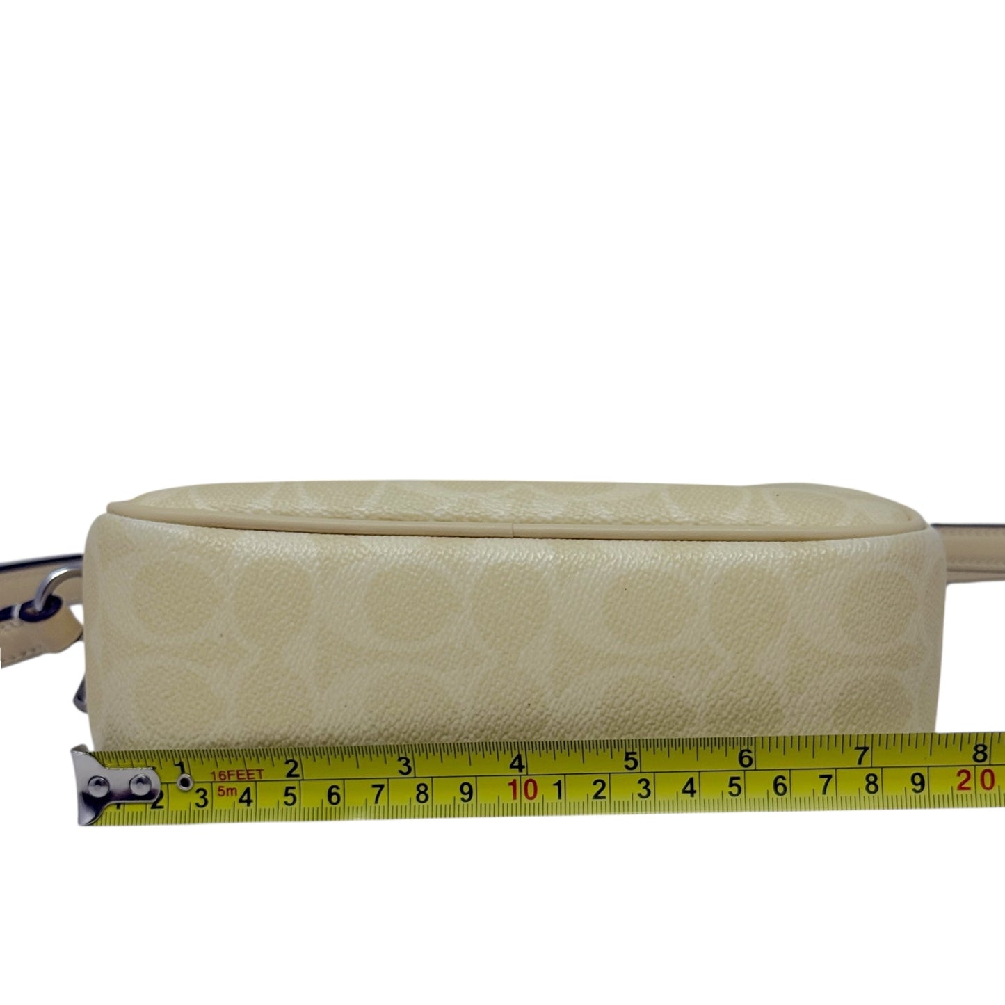 Mini Jamie Camera Signature Coated Canvas Crossbody Bag Designer By Coach In Hay, Size: Medium