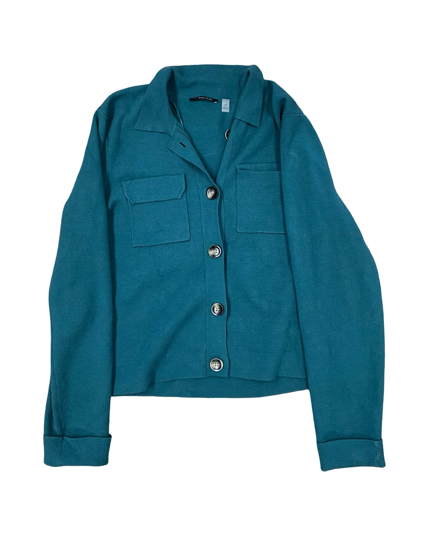 Cardigan By Tahari In Green, Size:L