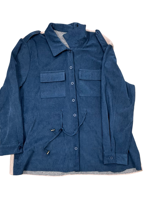 Jacket Shirt By Clothes Mentor In Blue & Pink, Size:2X