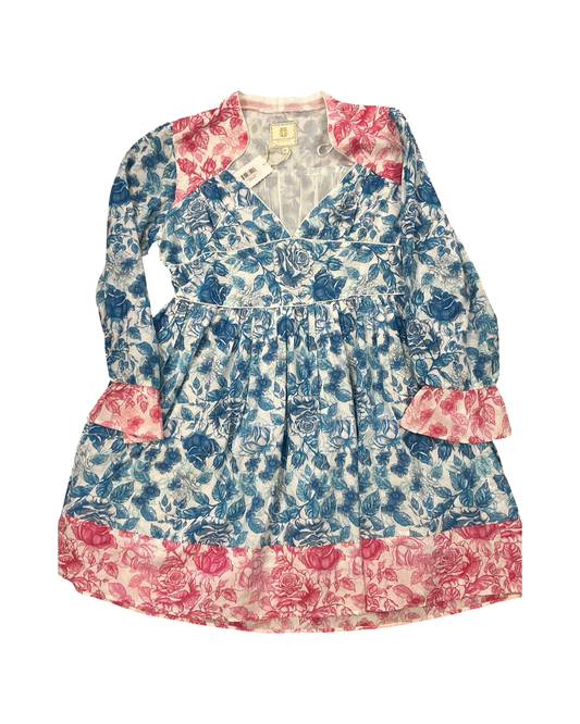 Dress Casual Short By Simply Southern In Blue & Pink, Size:M