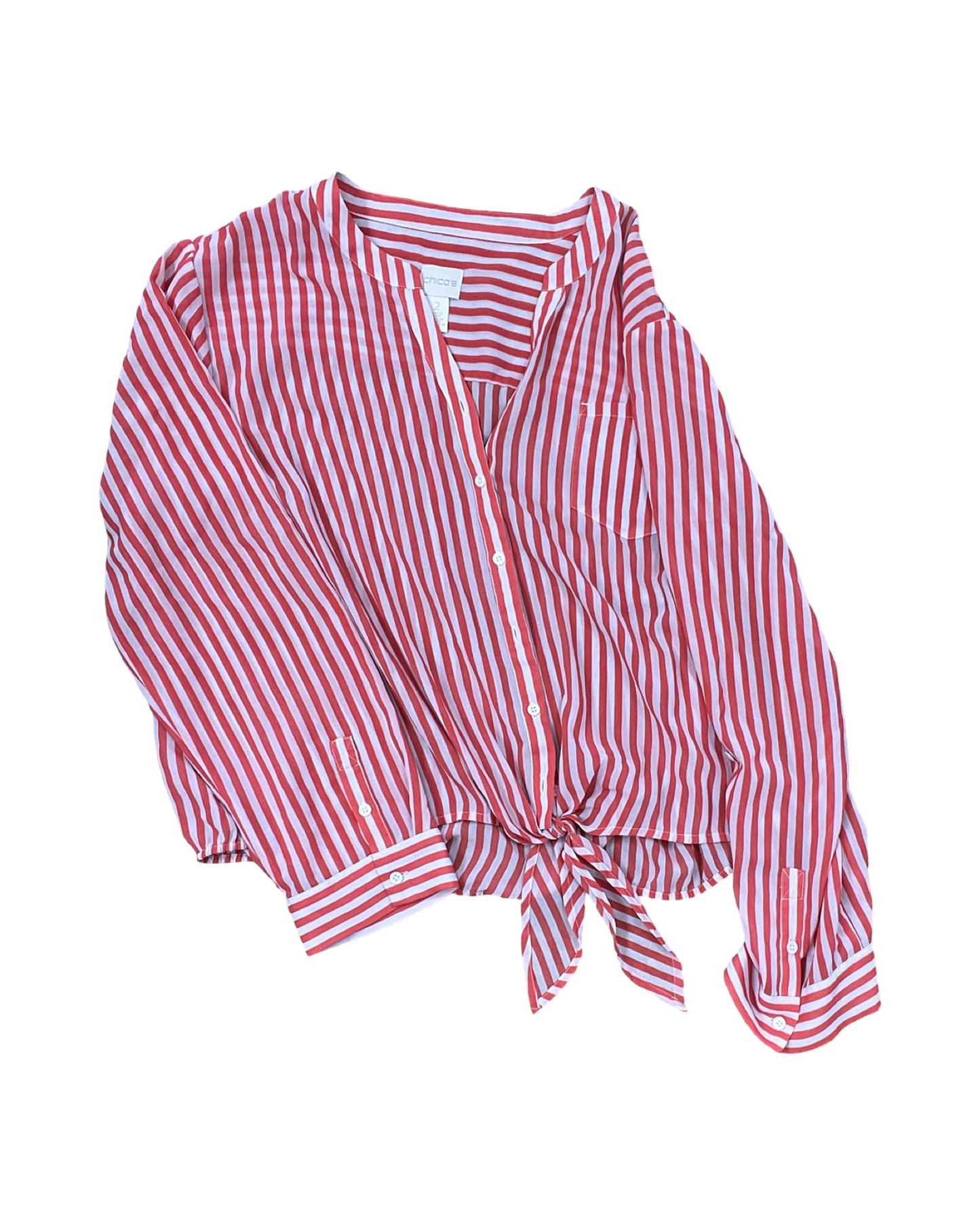 Blouse Ls By Chicos In Pink & Purple, Size:L