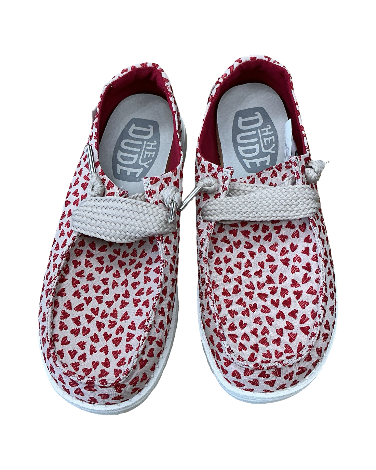 Shoes Sneakers By Hey Dude In Red & Tan, Size:7