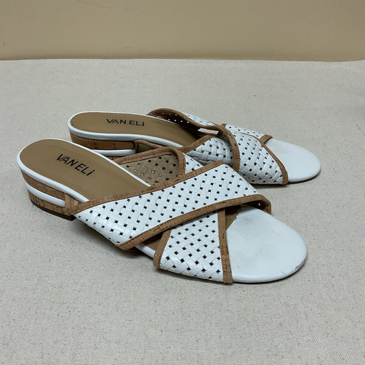 Sandals Heels Block By Vaneli In Cream & Tan, Size:8