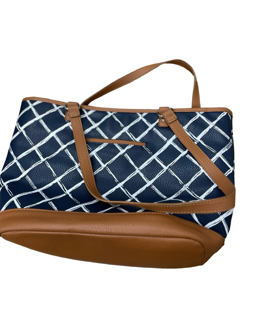 Handbag By Thirty One In Blue & White, Size:Large
