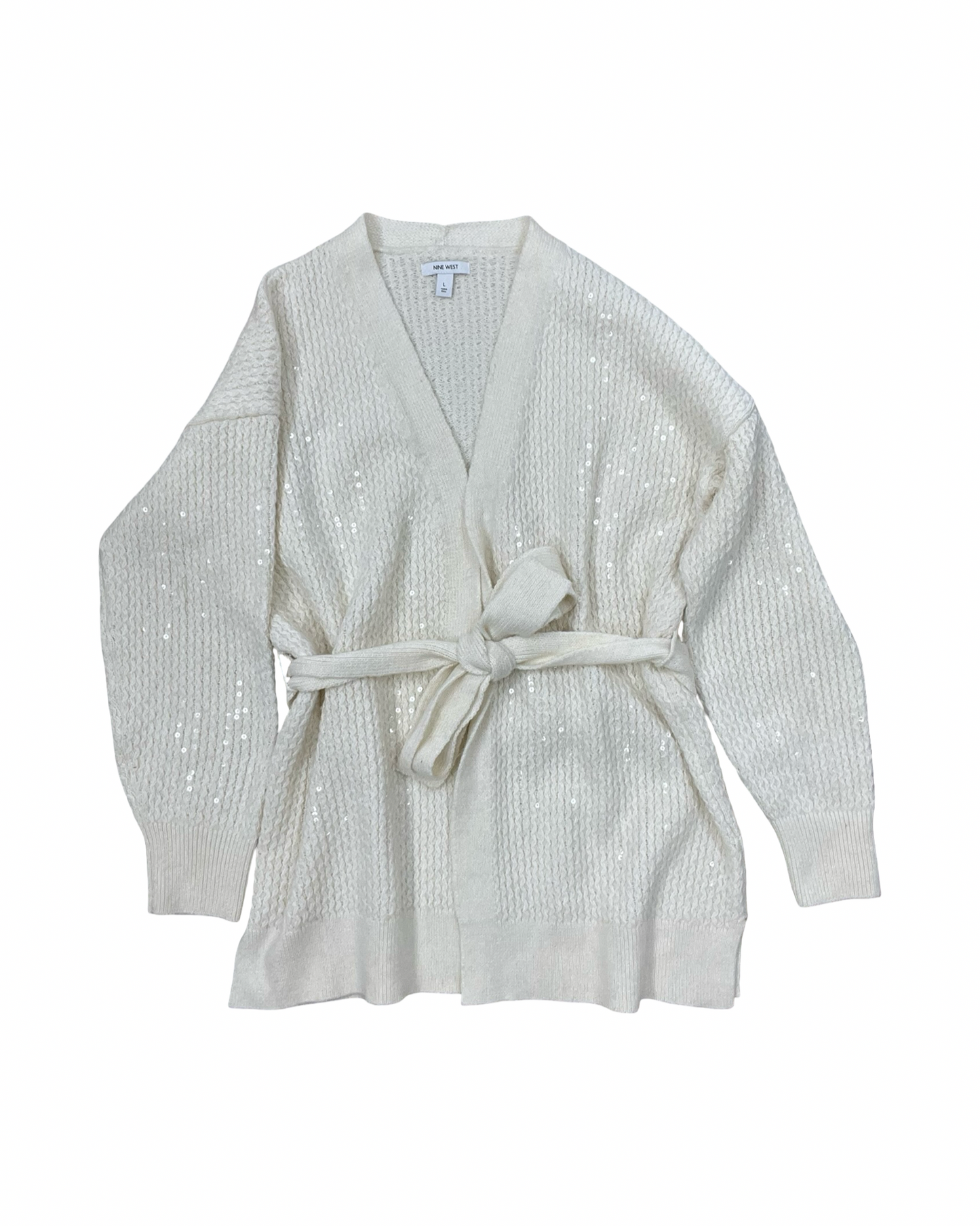 Sweater Cardigan By Nine West In Cream, Size:L