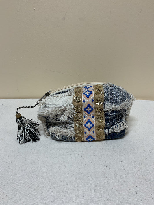 Makeup Bag By Lovestitch In Blue & Cream, Size:Small