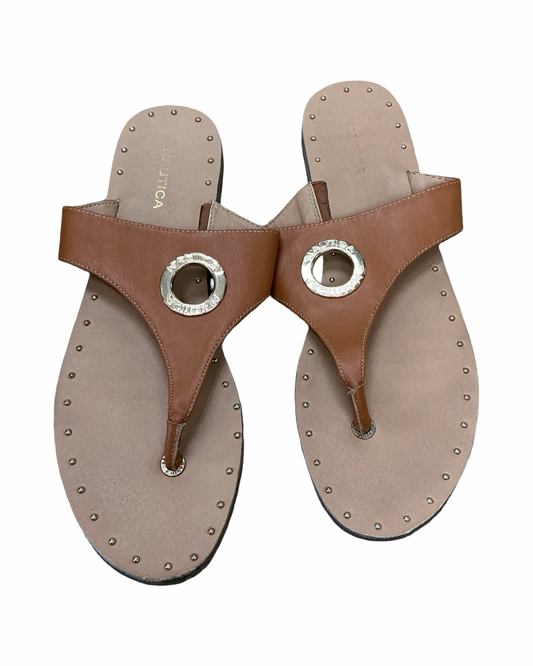 Sandals Flats By Nautica In Brown, Size:9.5