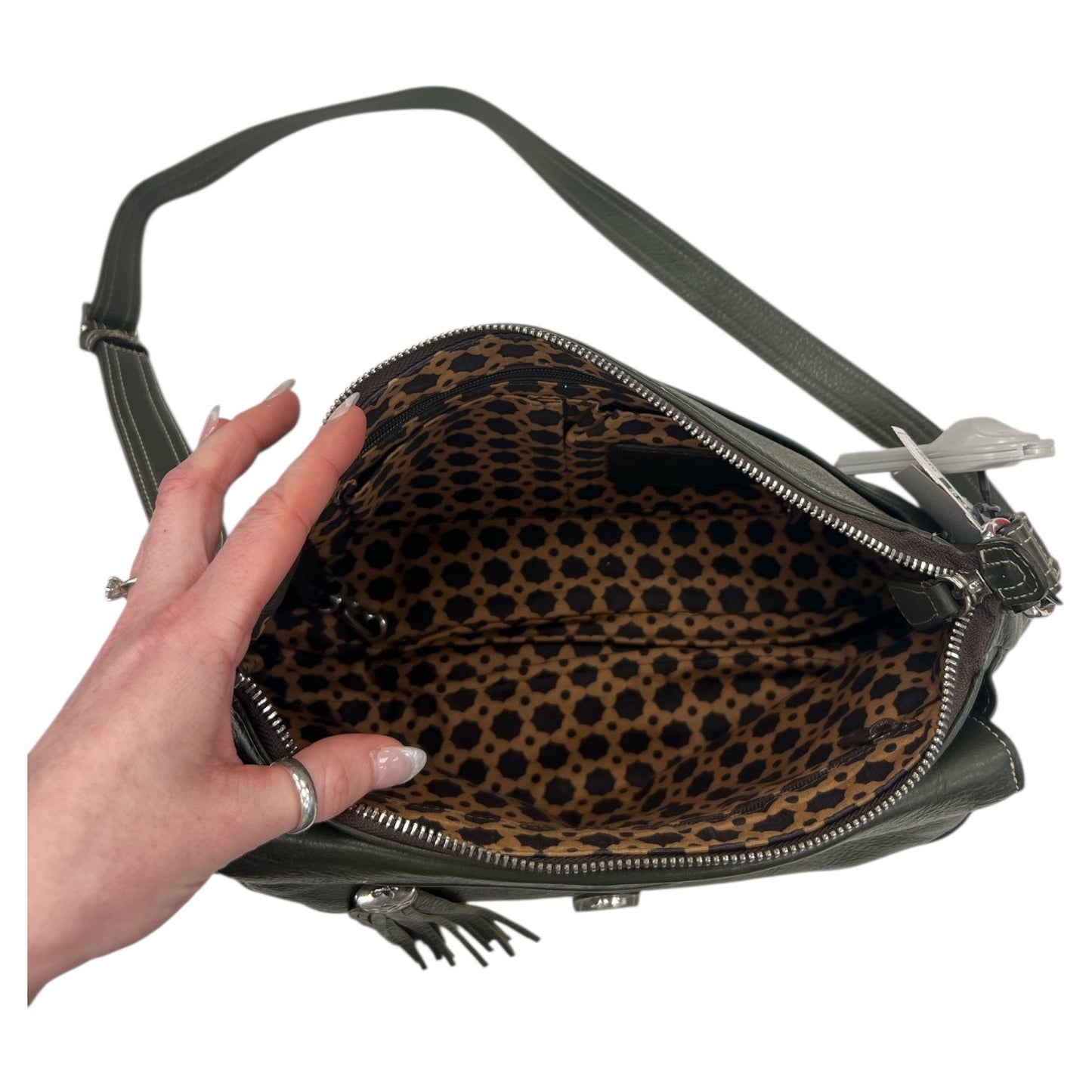 Handbag Leather By Brighton In Green, Size:Medium