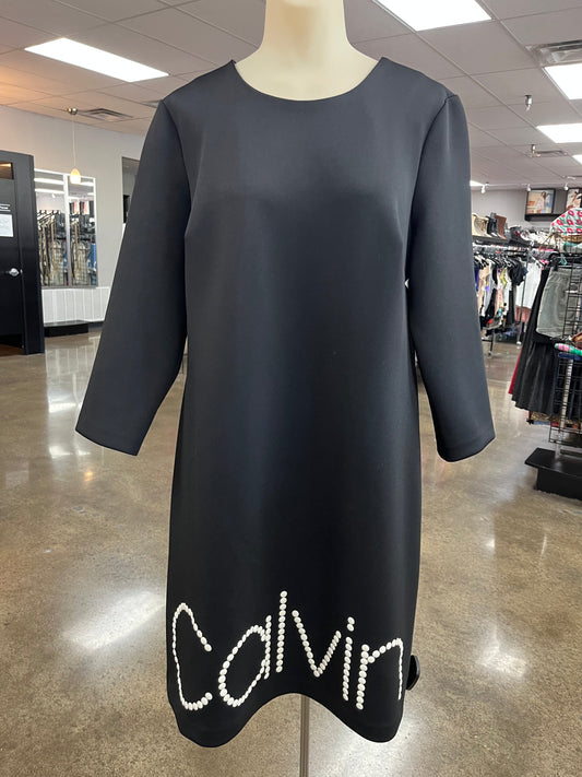 Dress Casual Midi By Calvin Klein In Black, Size:14