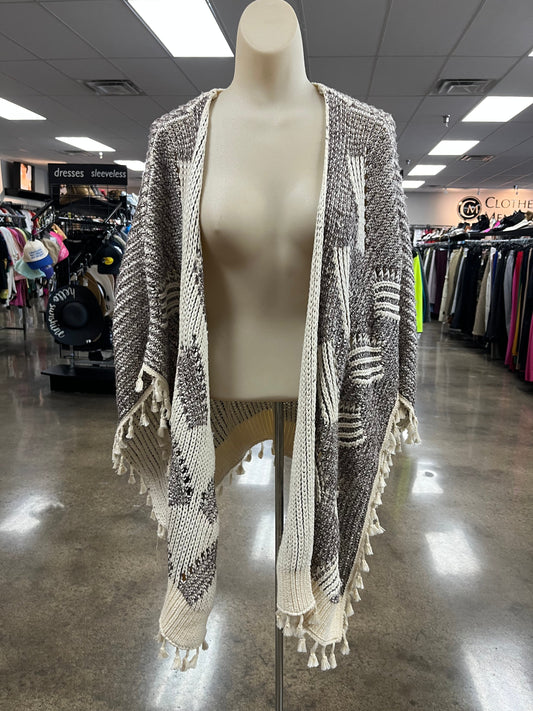 Shawl By Anthropologie In Cream & Purple, Size:Osfm