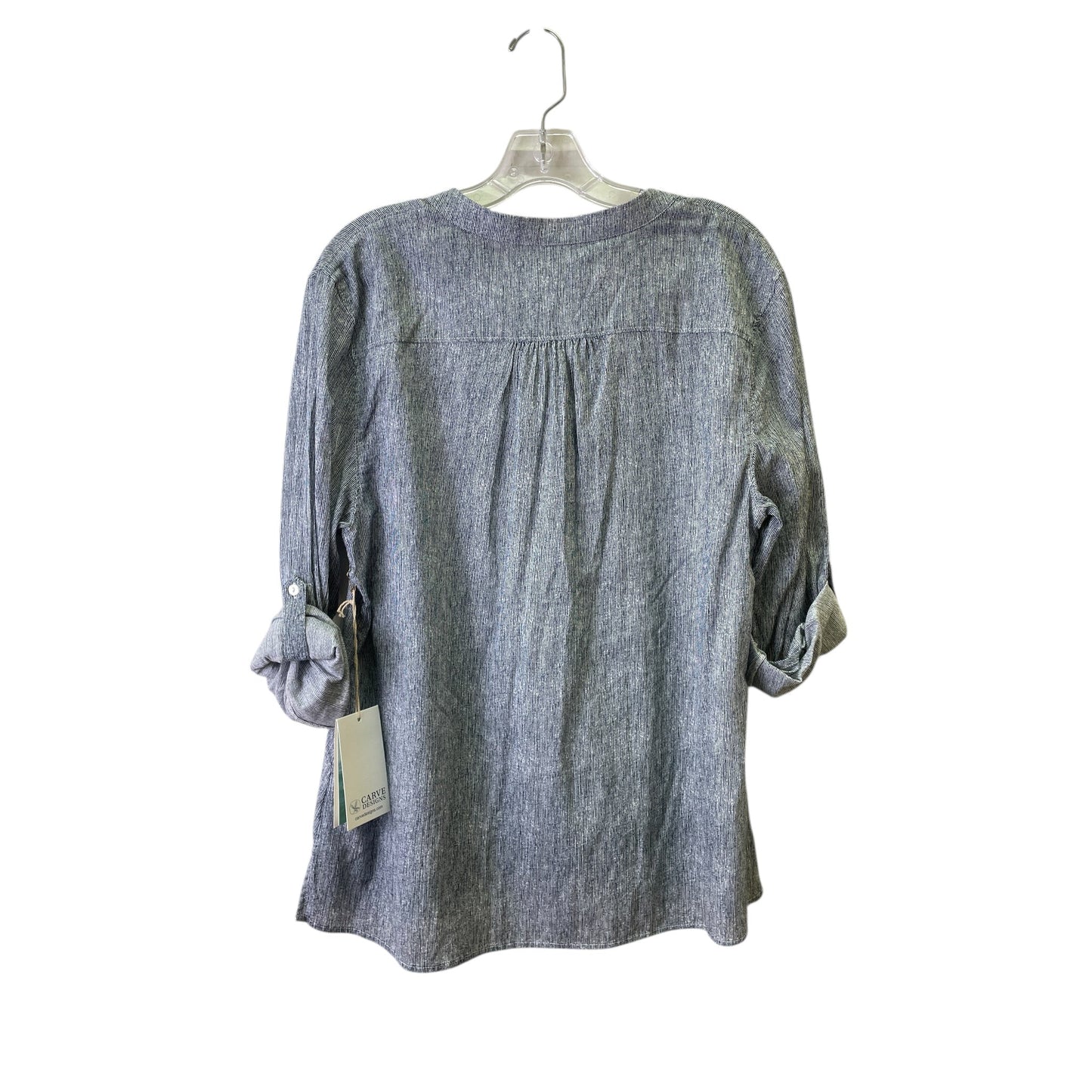 Top 3/4 Sleeve By Carve Designs In Blue & White, Size:M