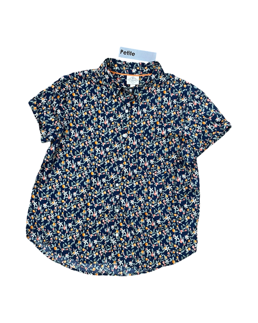 Blouse Ss By St Johns Bay In Navy, Size:Lp