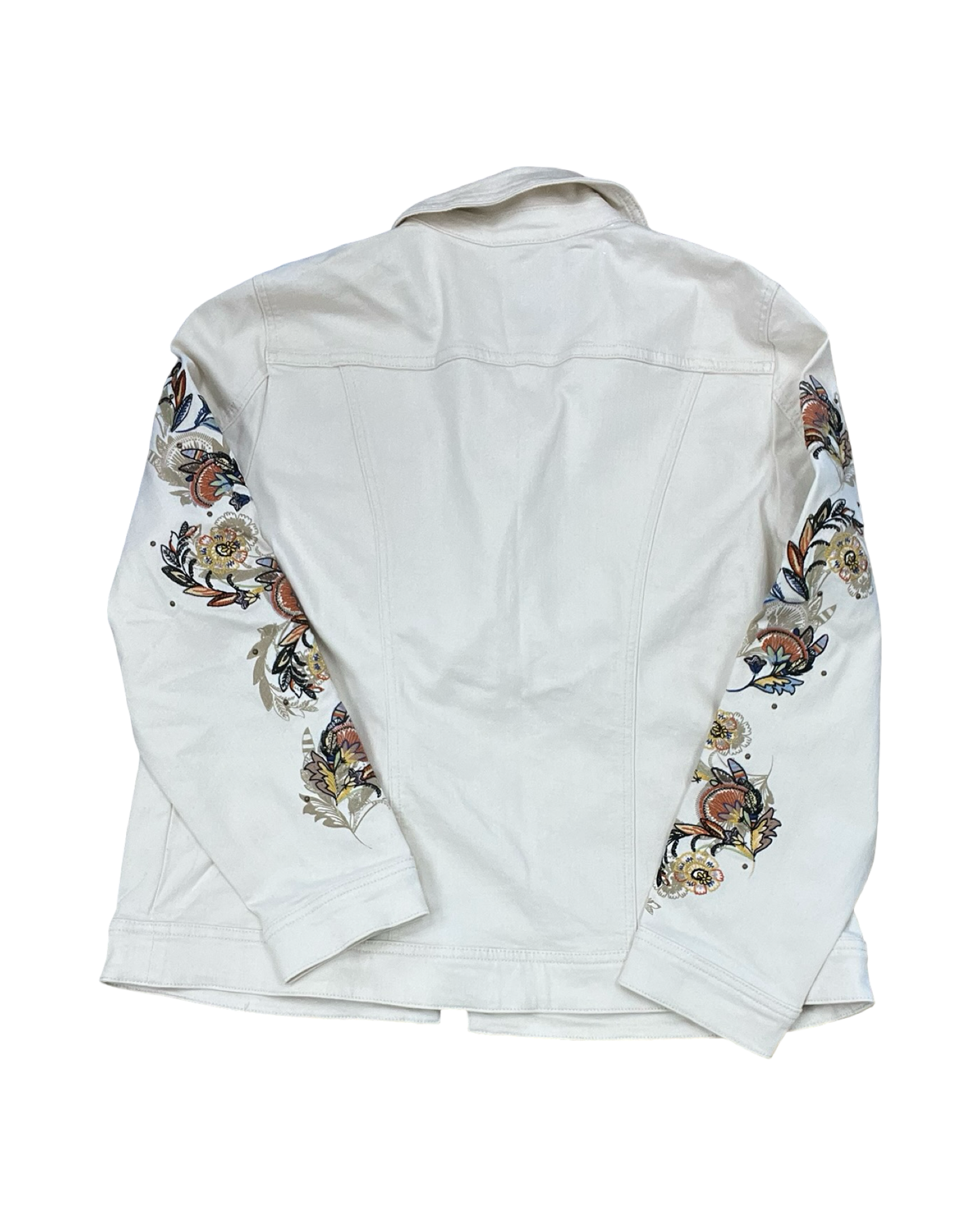 Jacket Denim By Chicos In Cream Denim, Size:Xl