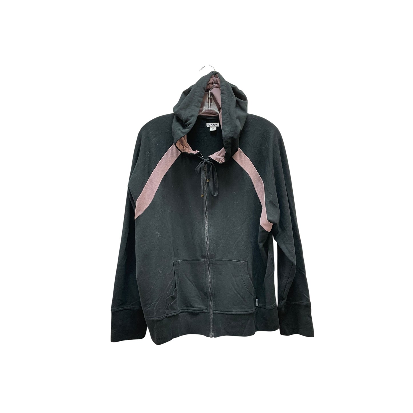 Athletic Jacket By Dkny In Black & Pink, Size:2X