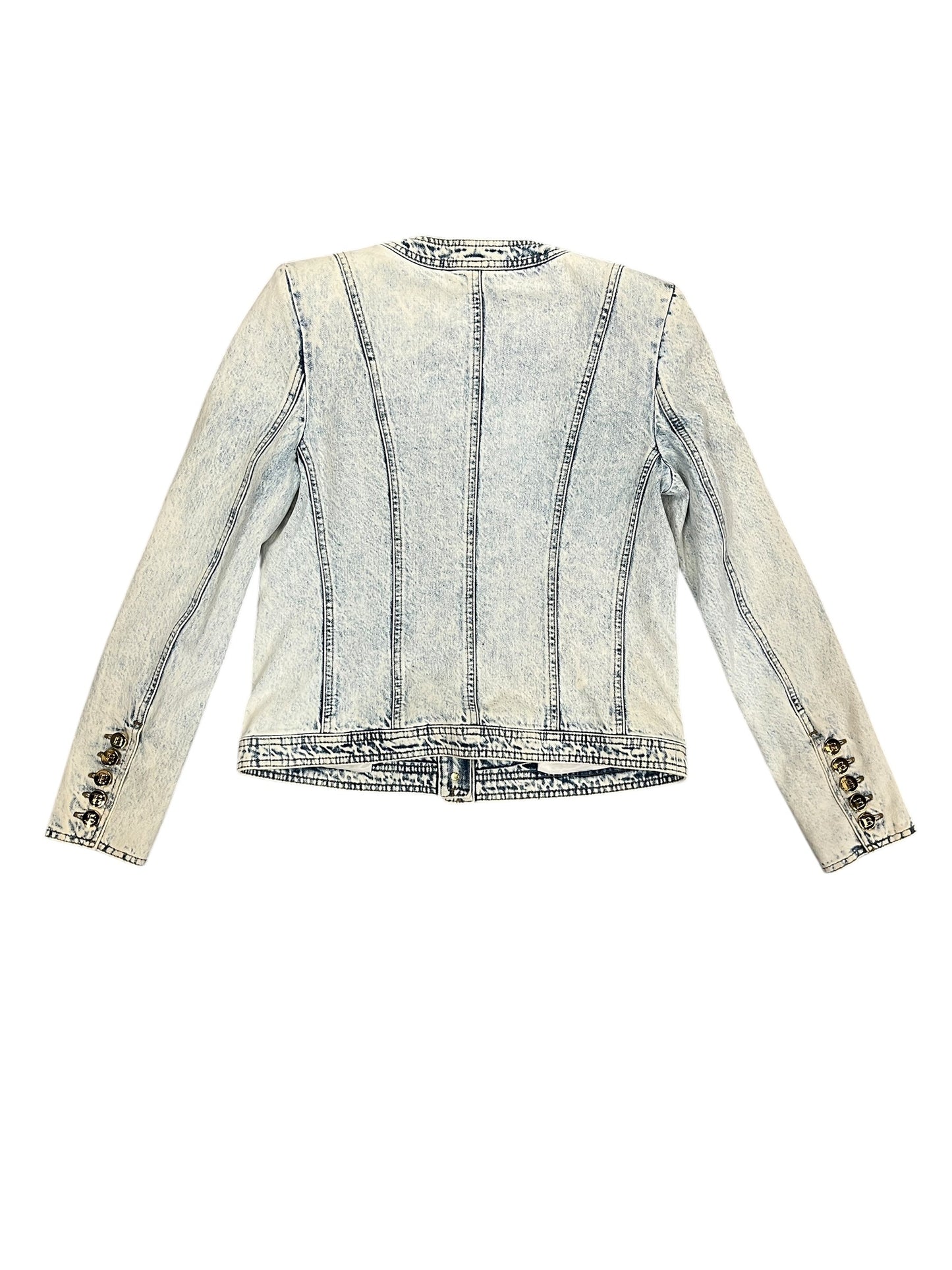 Jacket Luxury Designer By Balmain In Blue Denim, Size:M
