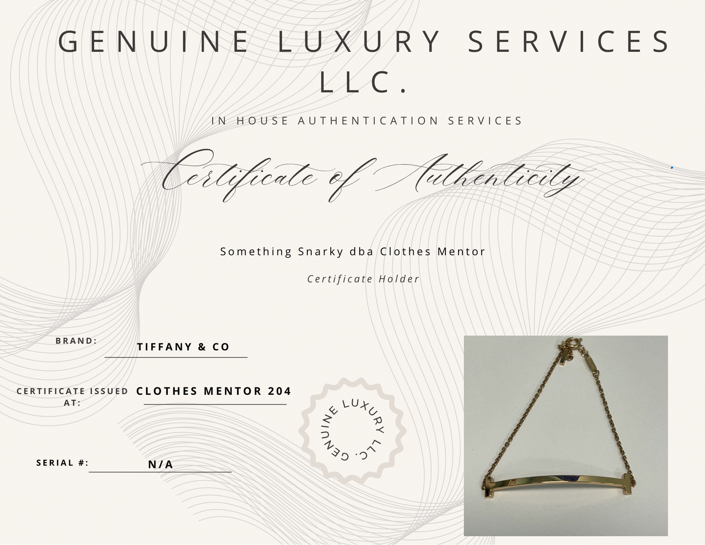 Tiffany And Company 18K T Smile Luxury Bracelet