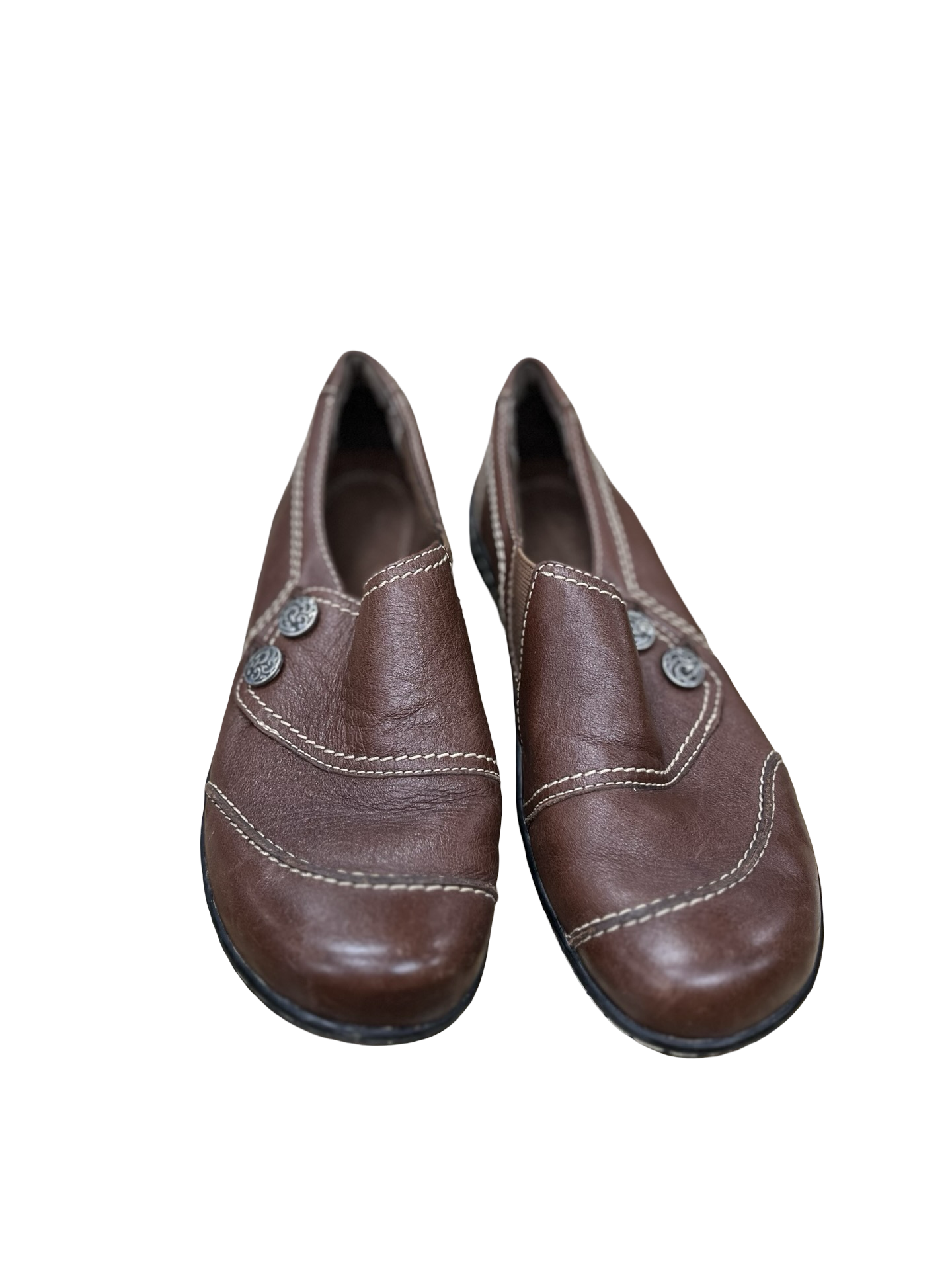 Shoes Heels Wedge By Clarks In Brown, Size:7