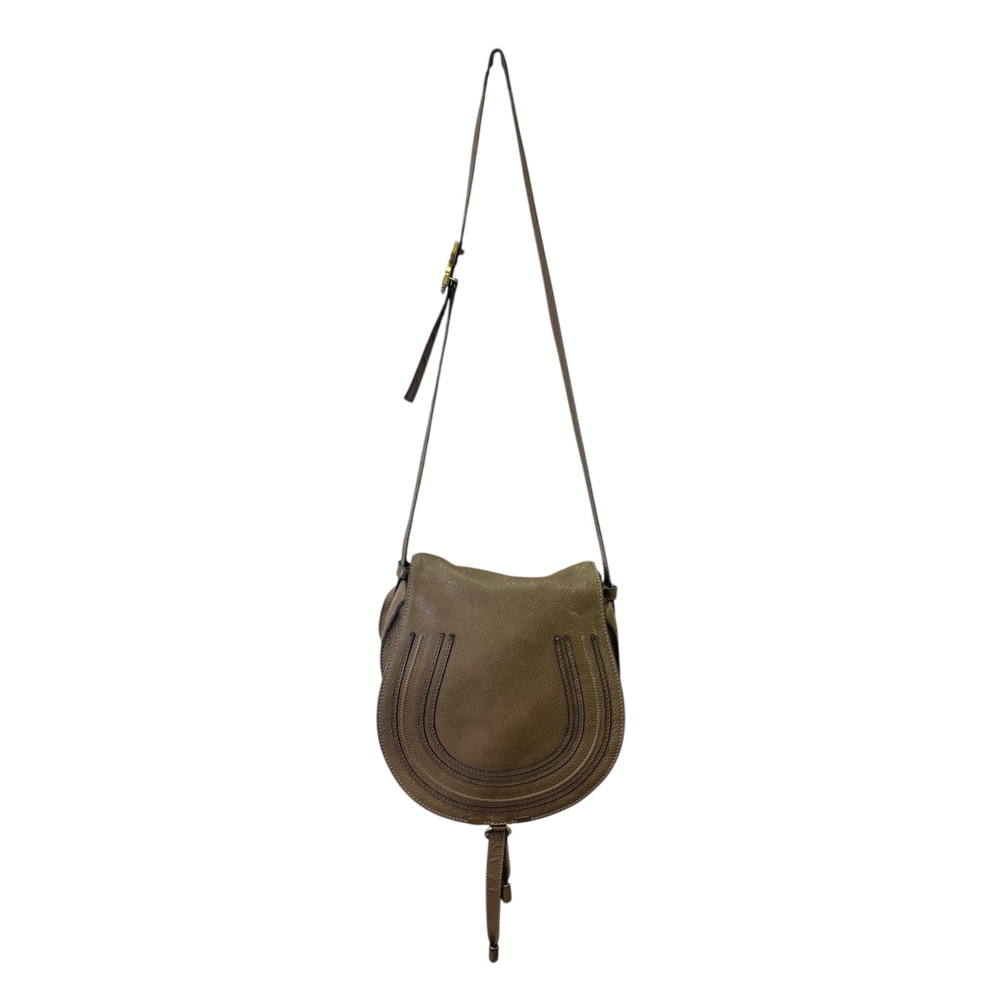Crossbody Luxury Designer By Chloe In Taupe, Size:Large