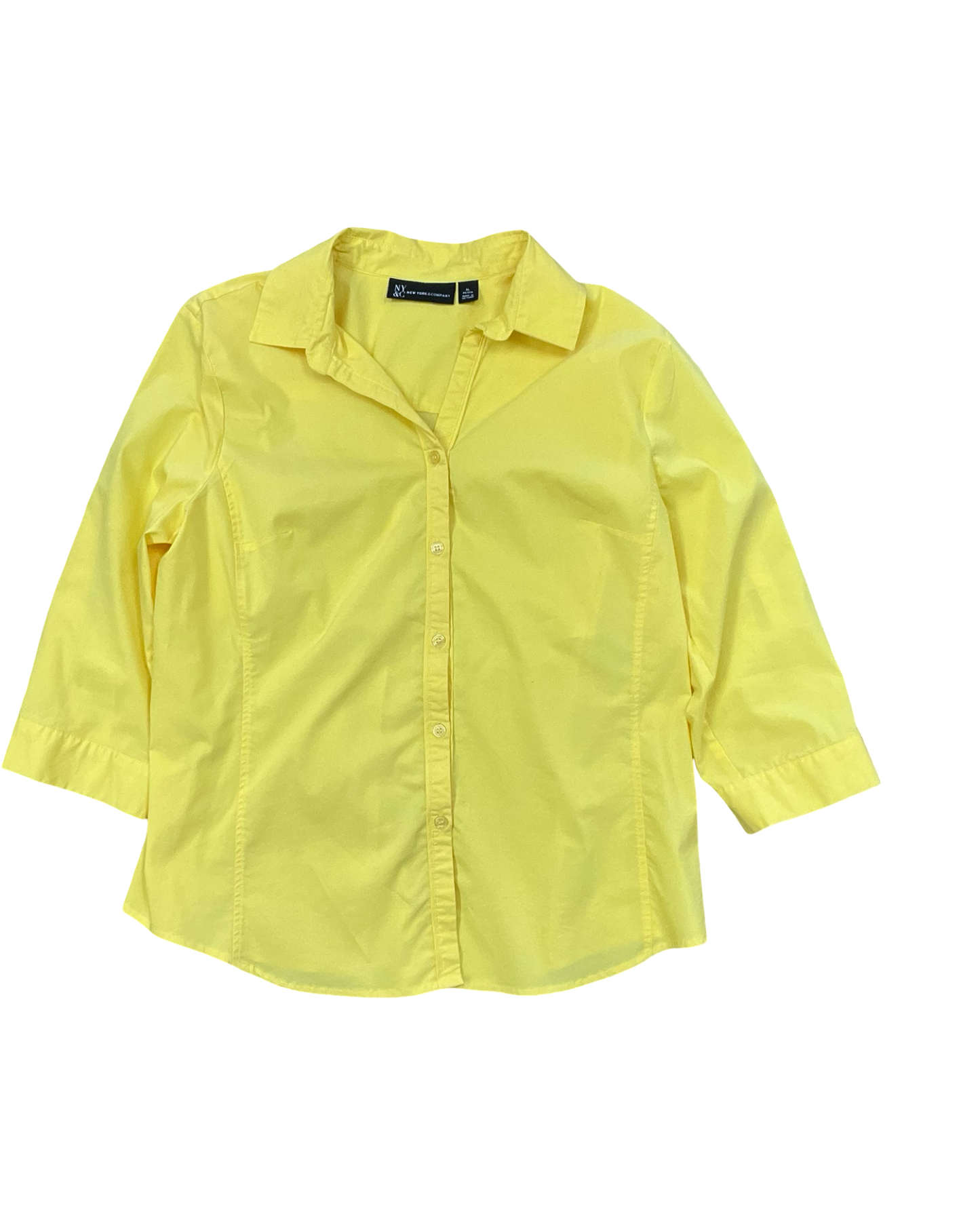 Blouse 3/4 Sleeve By New York And Co In Yellow, Size:Xlp