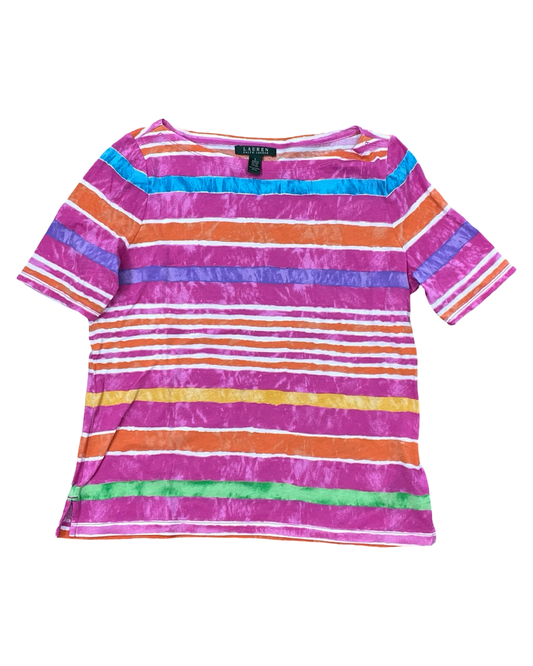 Top Ss By Lauren By Ralph Lauren In Orange & Pink, Size:L