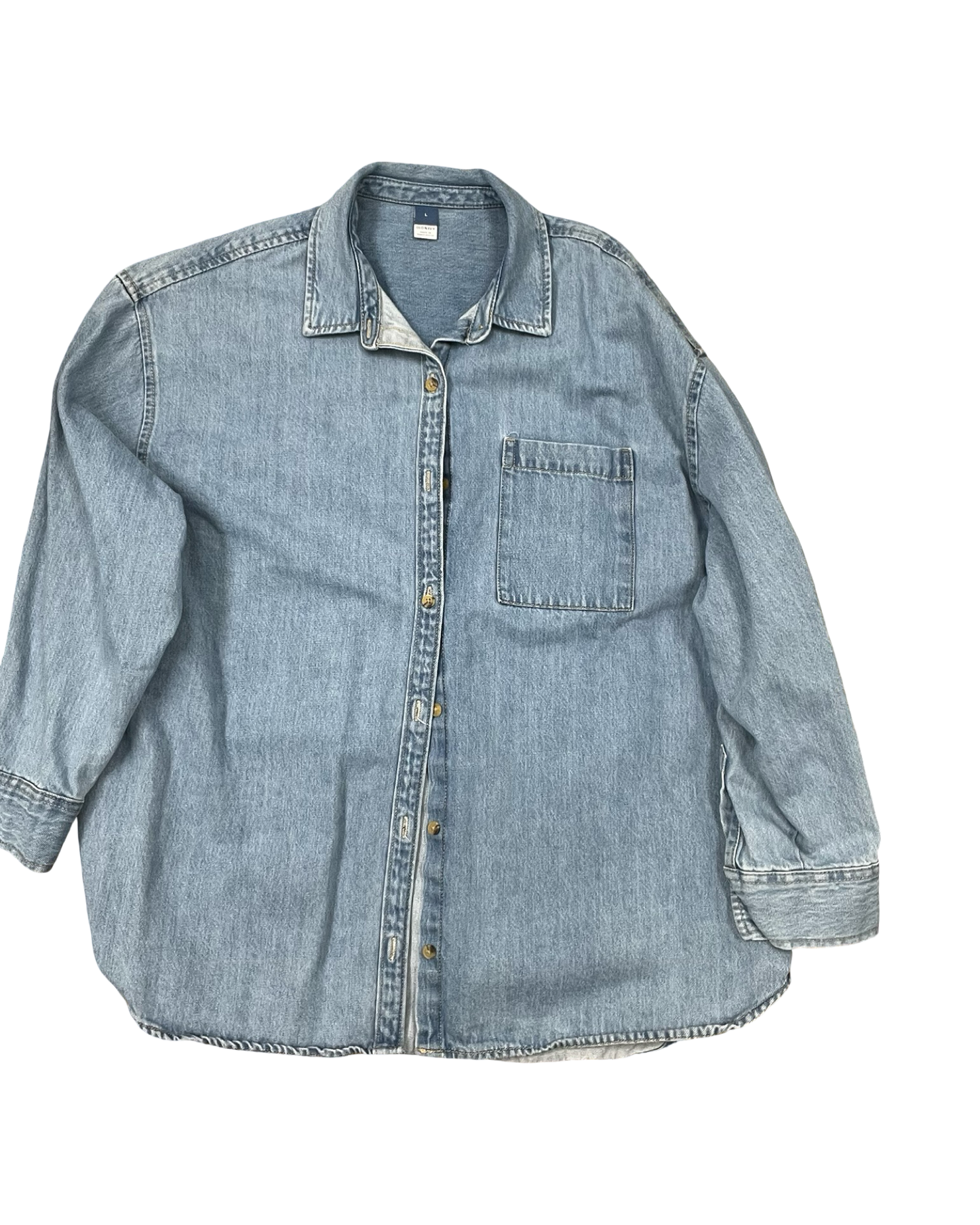 Blouse Ls By Old Navy In Blue Denim, Size:L