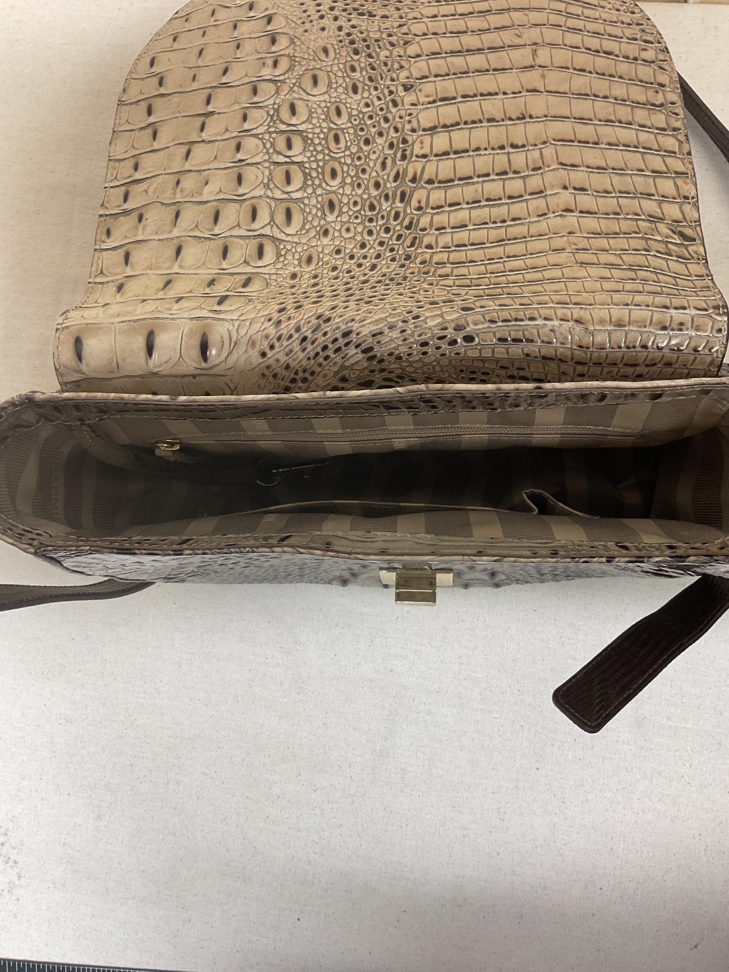 Handbag Designer By Brahmin In Brown & Tan, Size:Medium