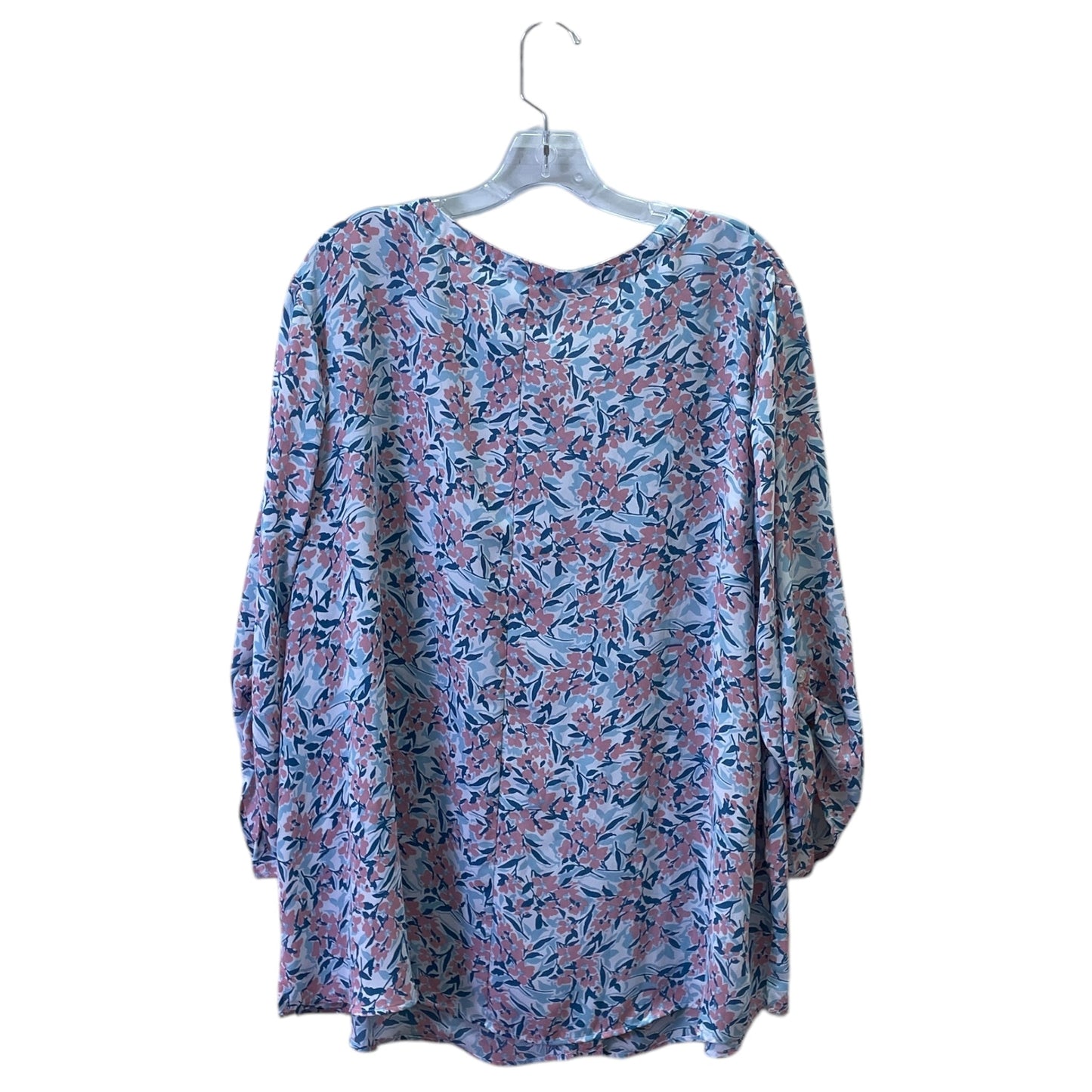 Top 3/4 Sleeve By Catherines In Blue & White, Size:2X