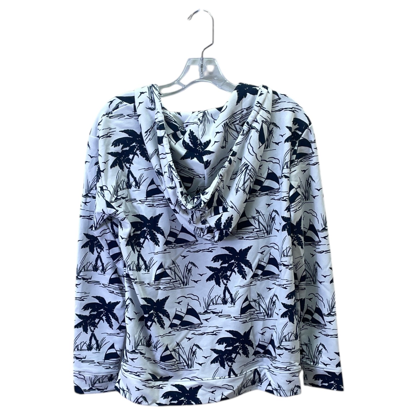 Athletic Top Ls Hoodie By Talbots In Blue & White, Size:S