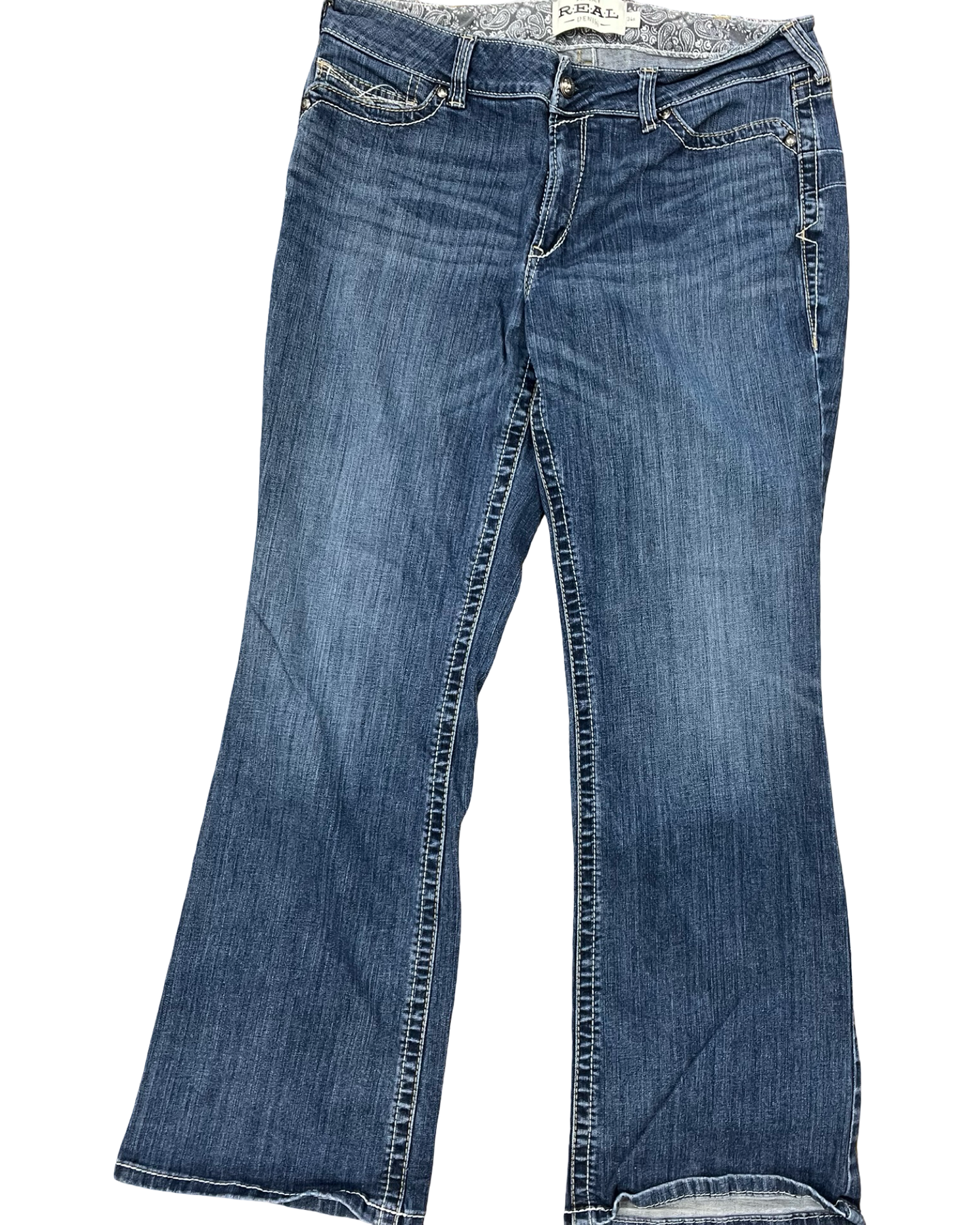 Jeans Boot Cut By Ariat In Blue Denim, Size:18