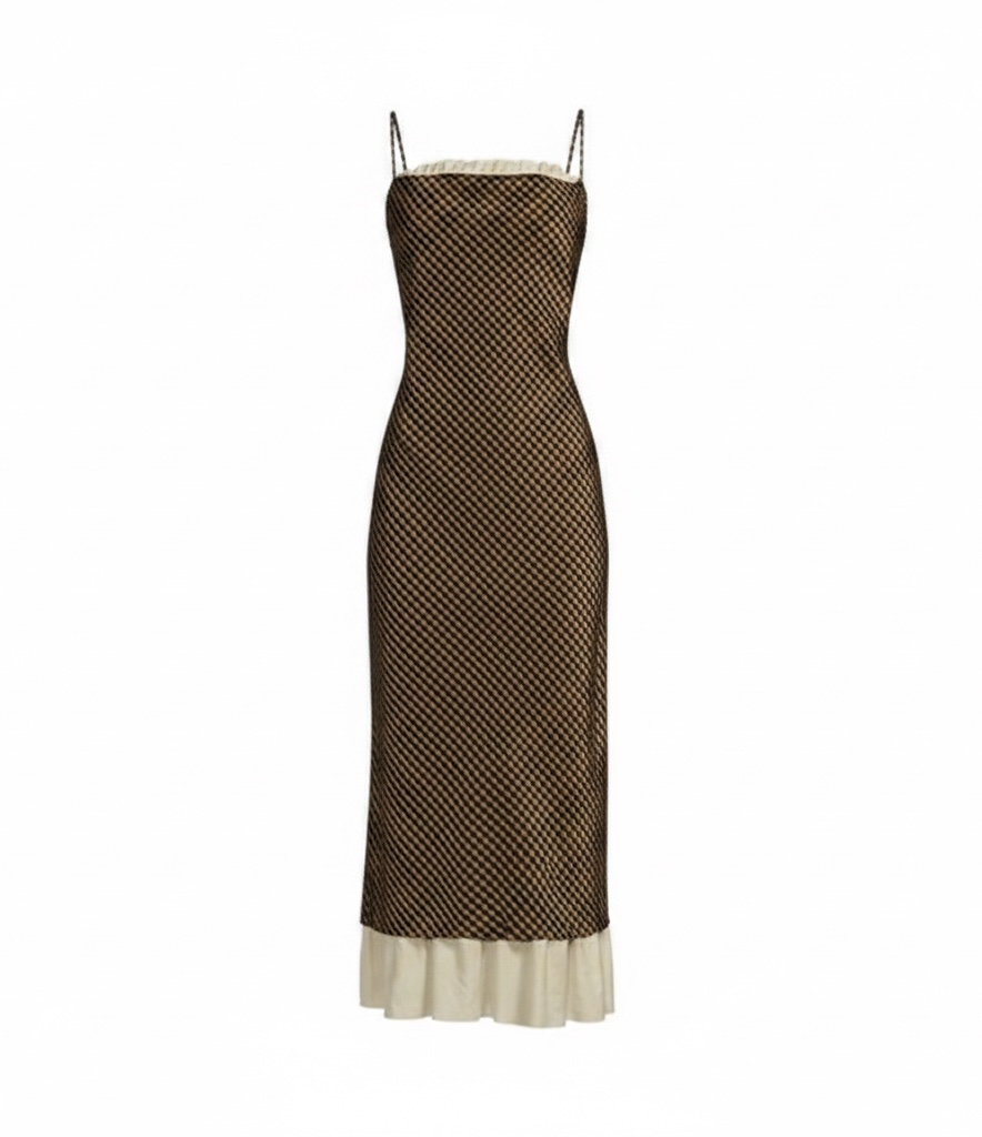 Bond Gingham Print Flutter Hem Midi Dress By Antonio Melani X Courtney Grow In Striped Pattern, Size: 2