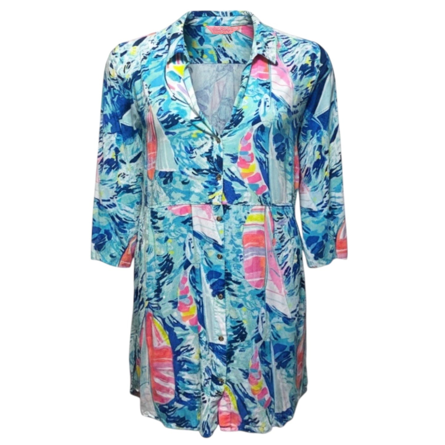 Emerald Beach Cover-Up Tunic Designer By Lilly Pulitzer In Nautical Print, Size: M/L ESTIMATED