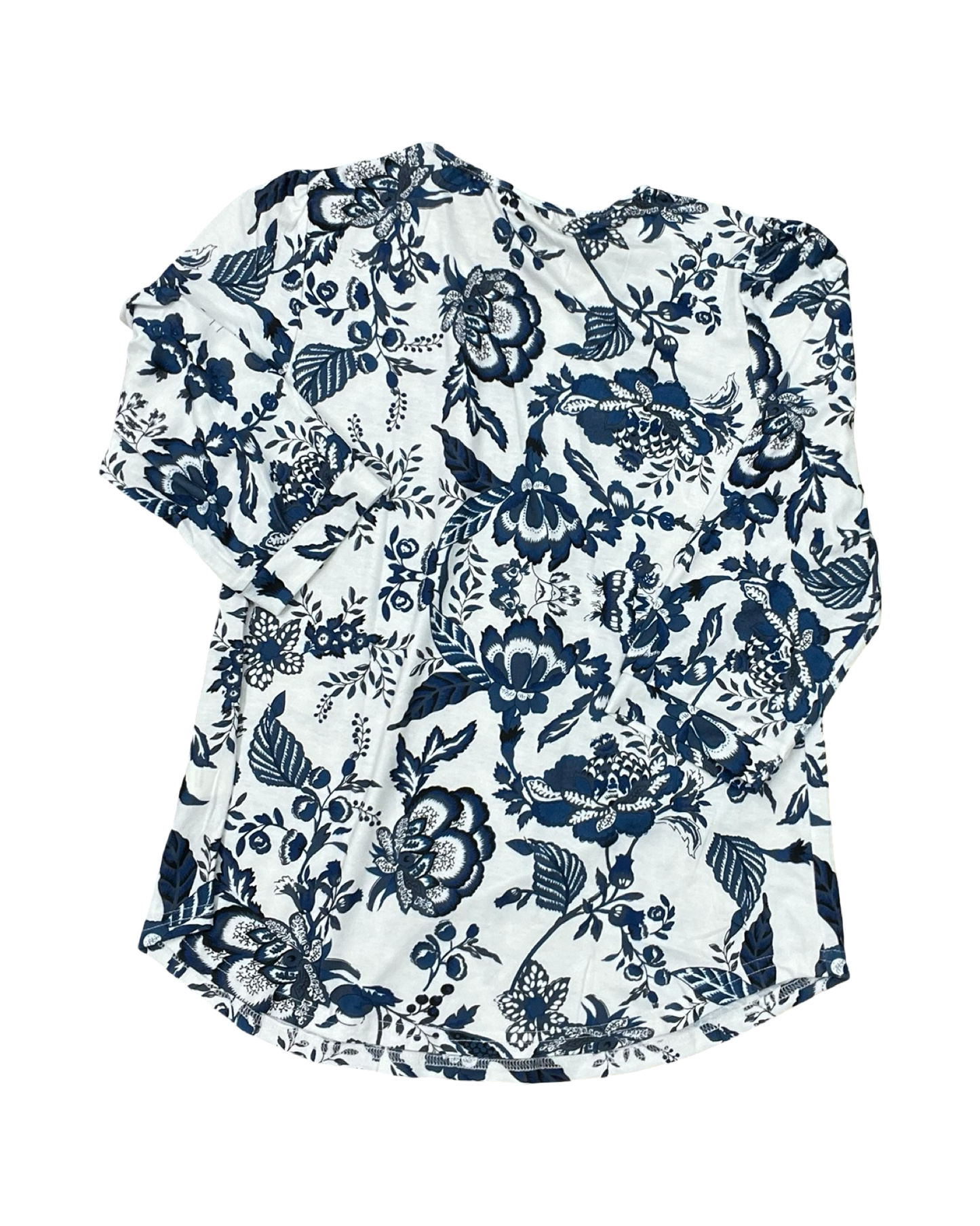Top 3/4 Sleeve By Clothes Mentor In Blue & White, Size:L