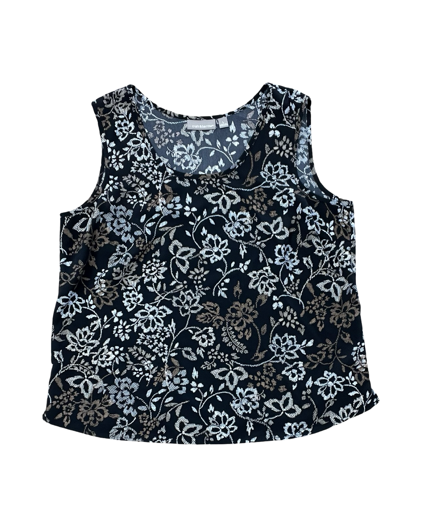 Top Sleeveless By Croft And Barrow In Black & Tan, Size:L