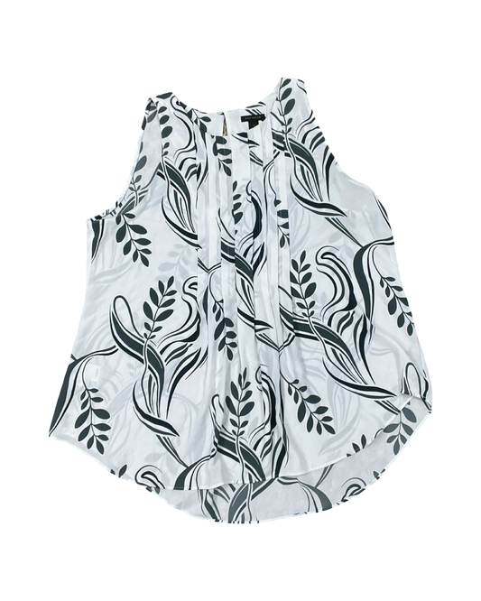 Top Sleeveless By Ann Taylor In Green & White, Size:M