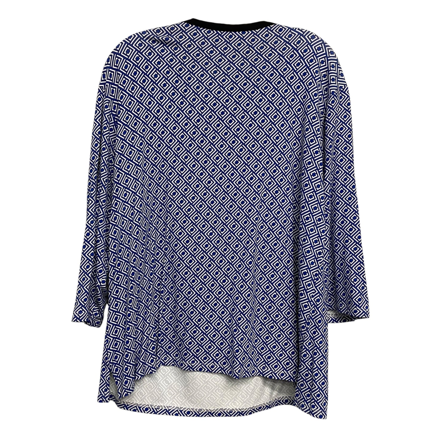 Top 3/4 Sleeve By Liz Claiborne In Blue & White, Size:L