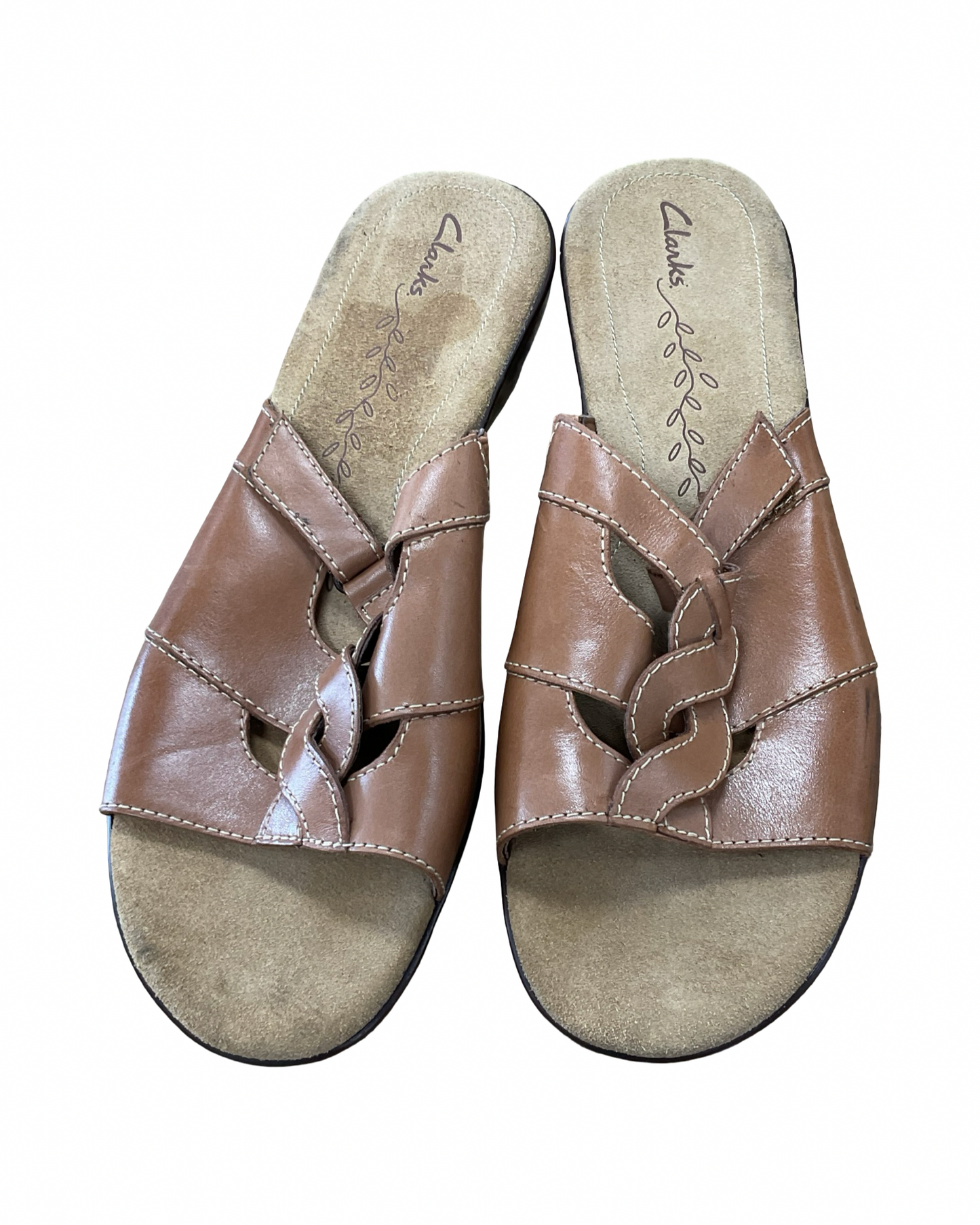Sandals Heels Kitten By Clarks In Brown, Size:10