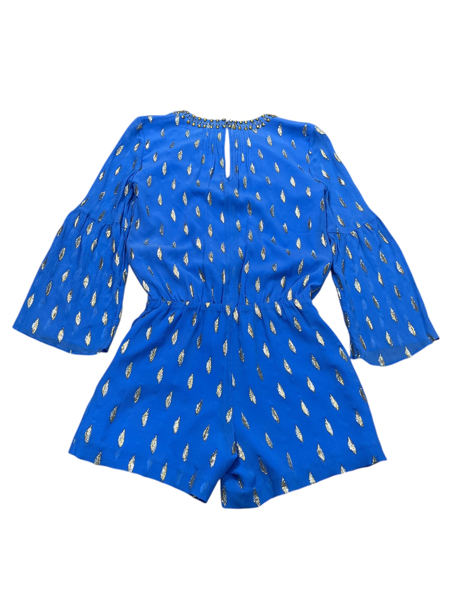 Romper Designer By Lilly Pulitzer In Blue & Gold, Size:Xs