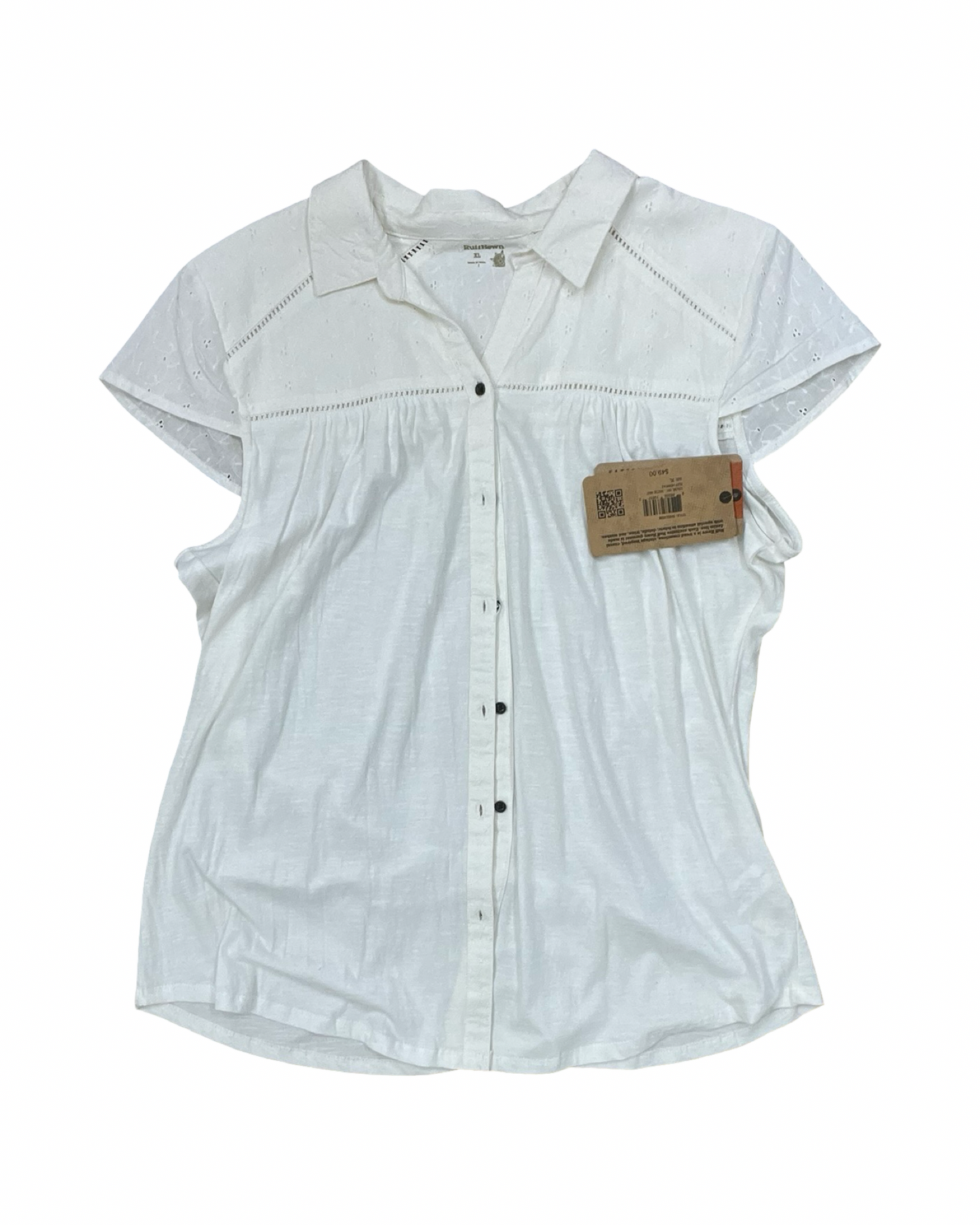 Blouse Ss By Ruff Hewn In White, Size:Xl