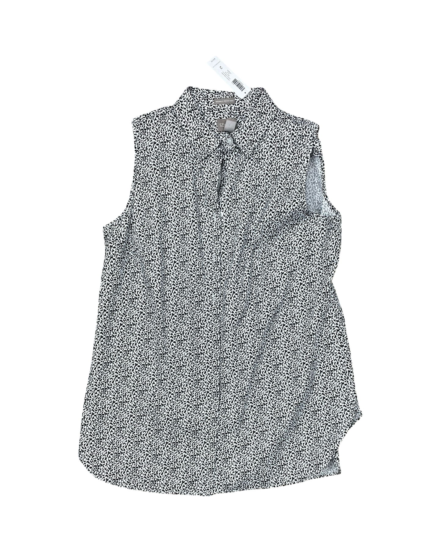 Blouse Sleeveless By Chicos In Black & White, Size:L