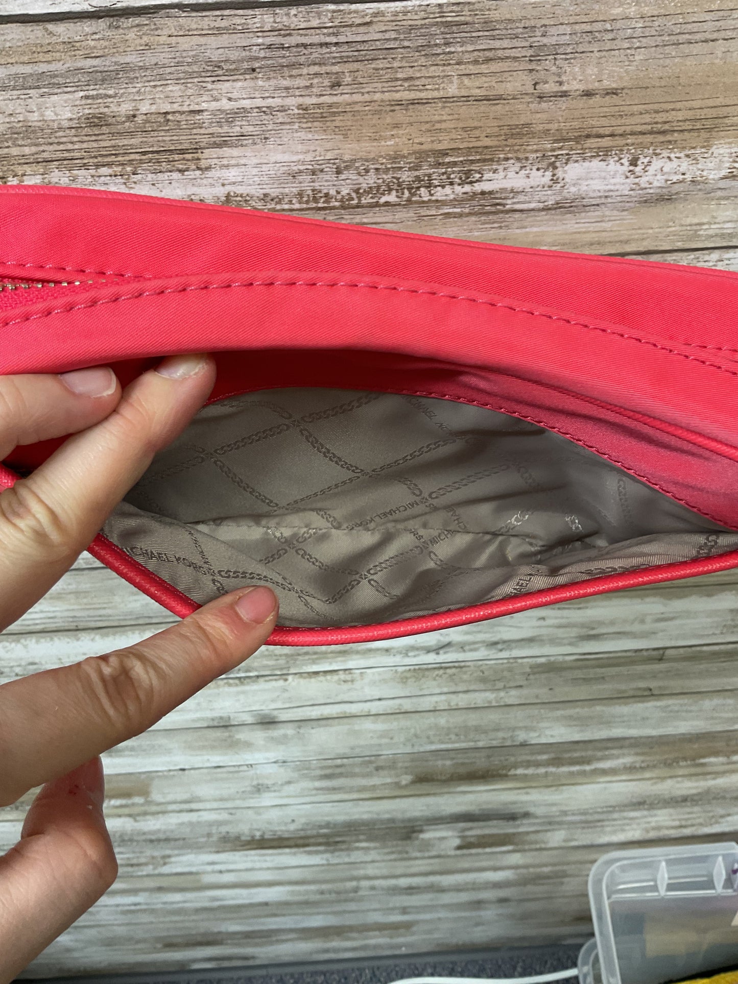 Crossbody Designer By Michael Kors In Coral, Size:Small