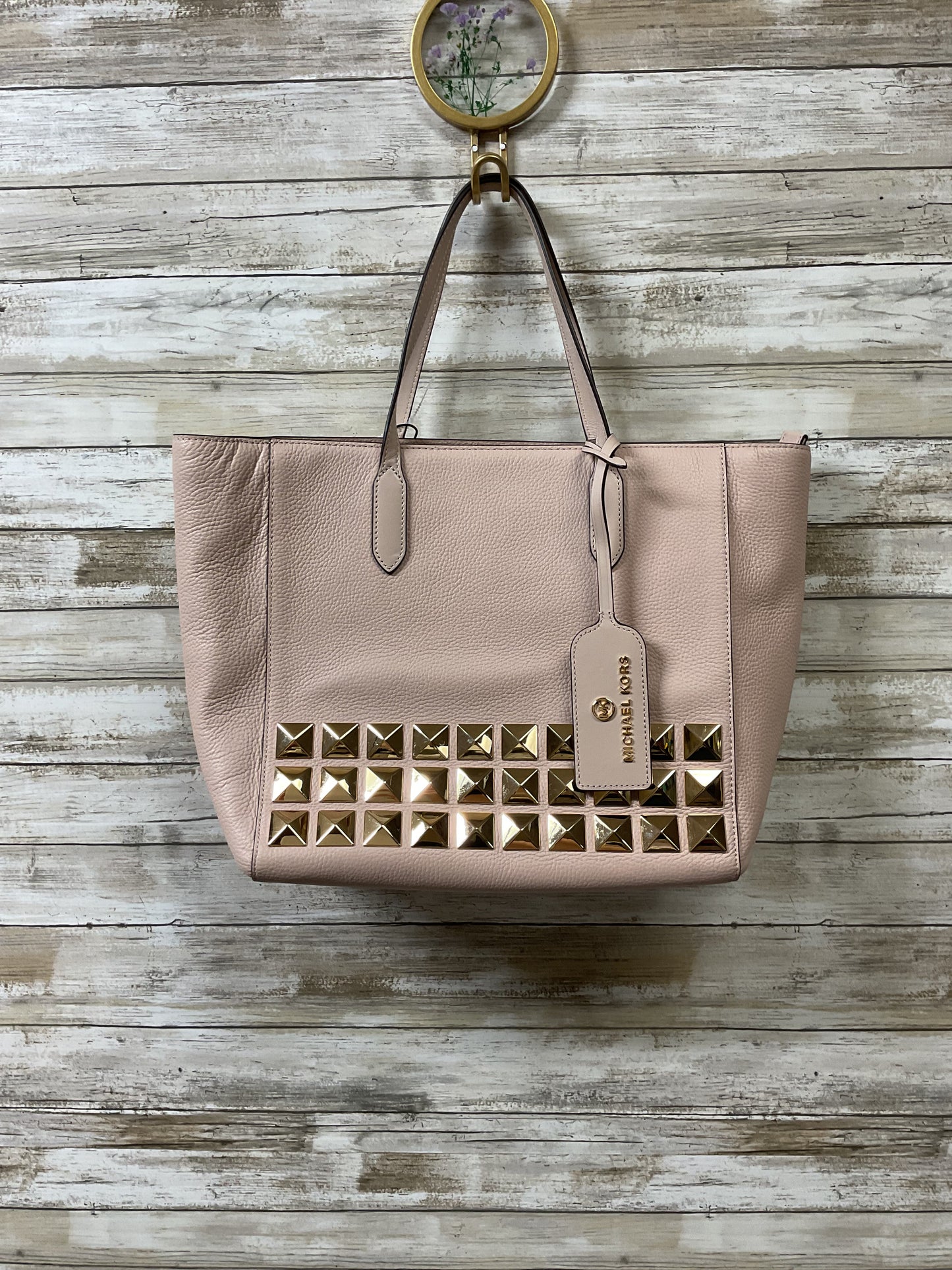 Tote Designer By Michael Kors In Gold & Pink, Size:Large