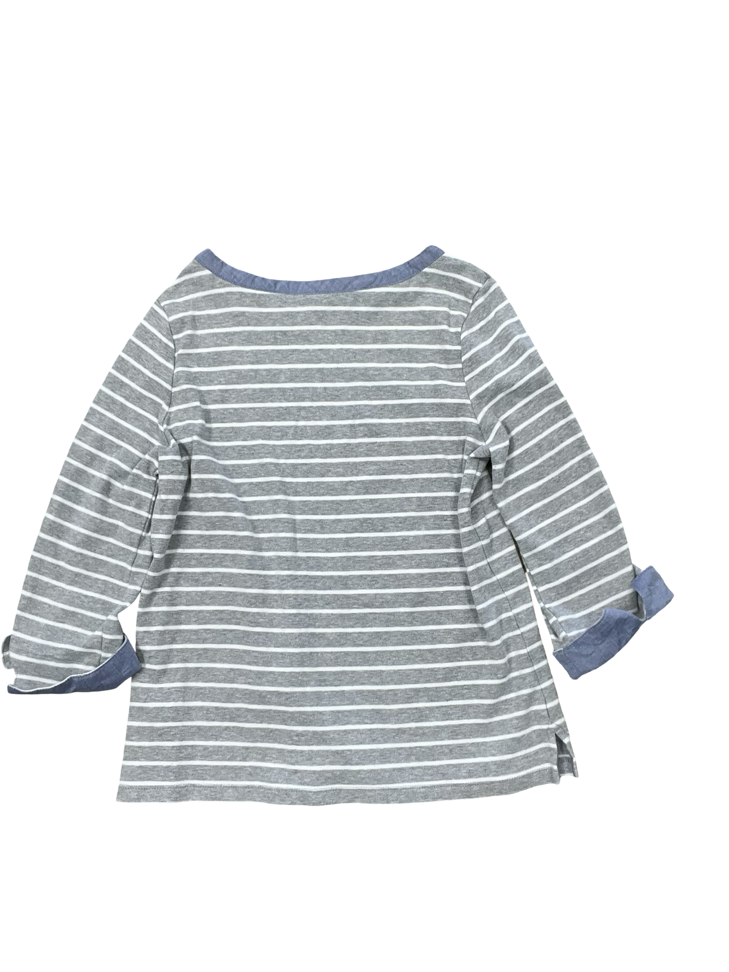 Top 3/4 Sleeve By Nautica In Grey & White, Size:L