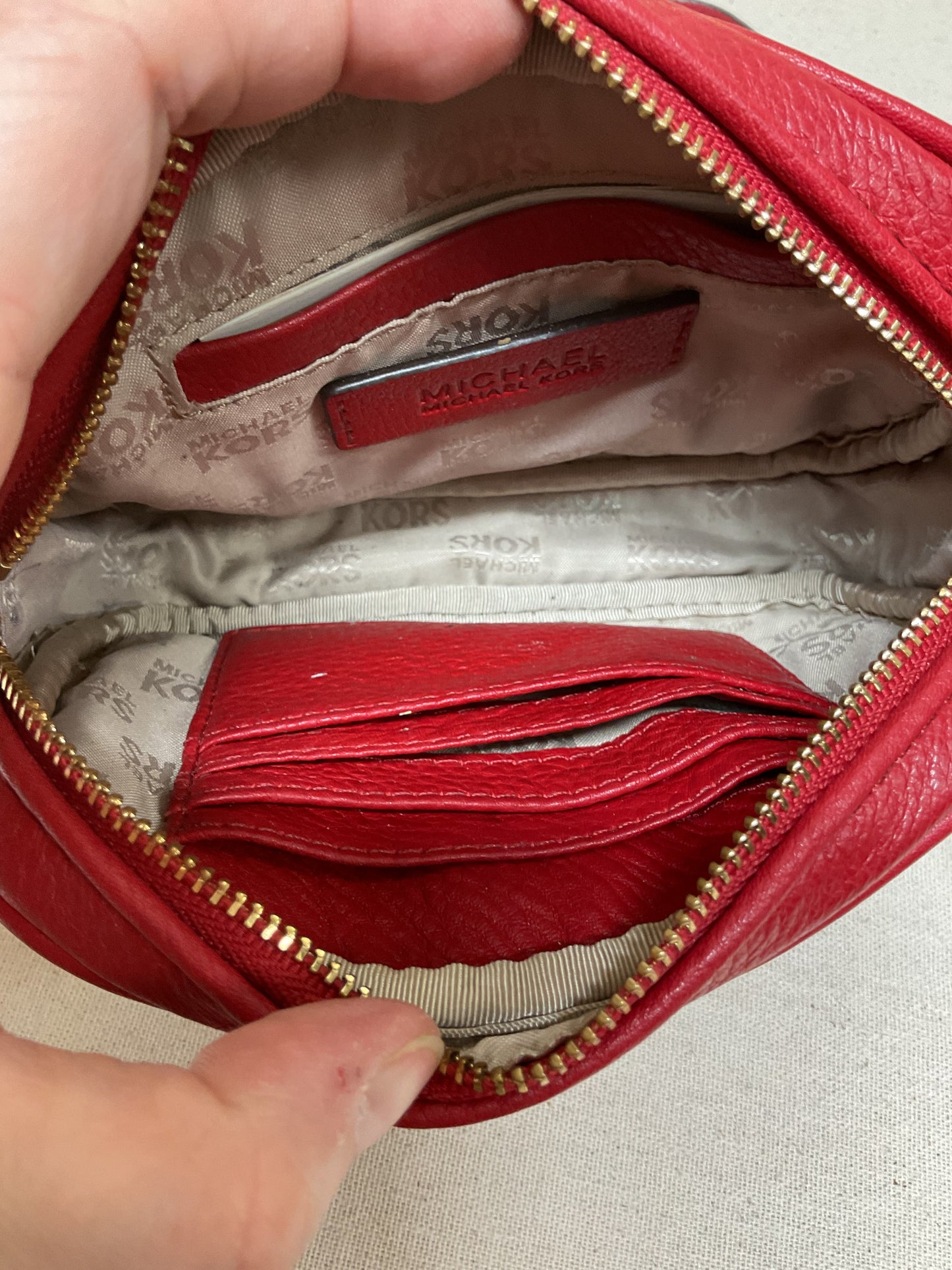 Crossbody Designer By Michael Kors In Red, Size:Small