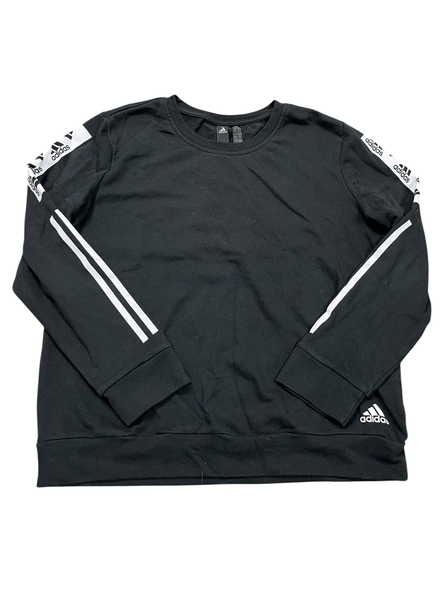Athletic Top Ls Crewneck By Adidas In Black, Size:Xl