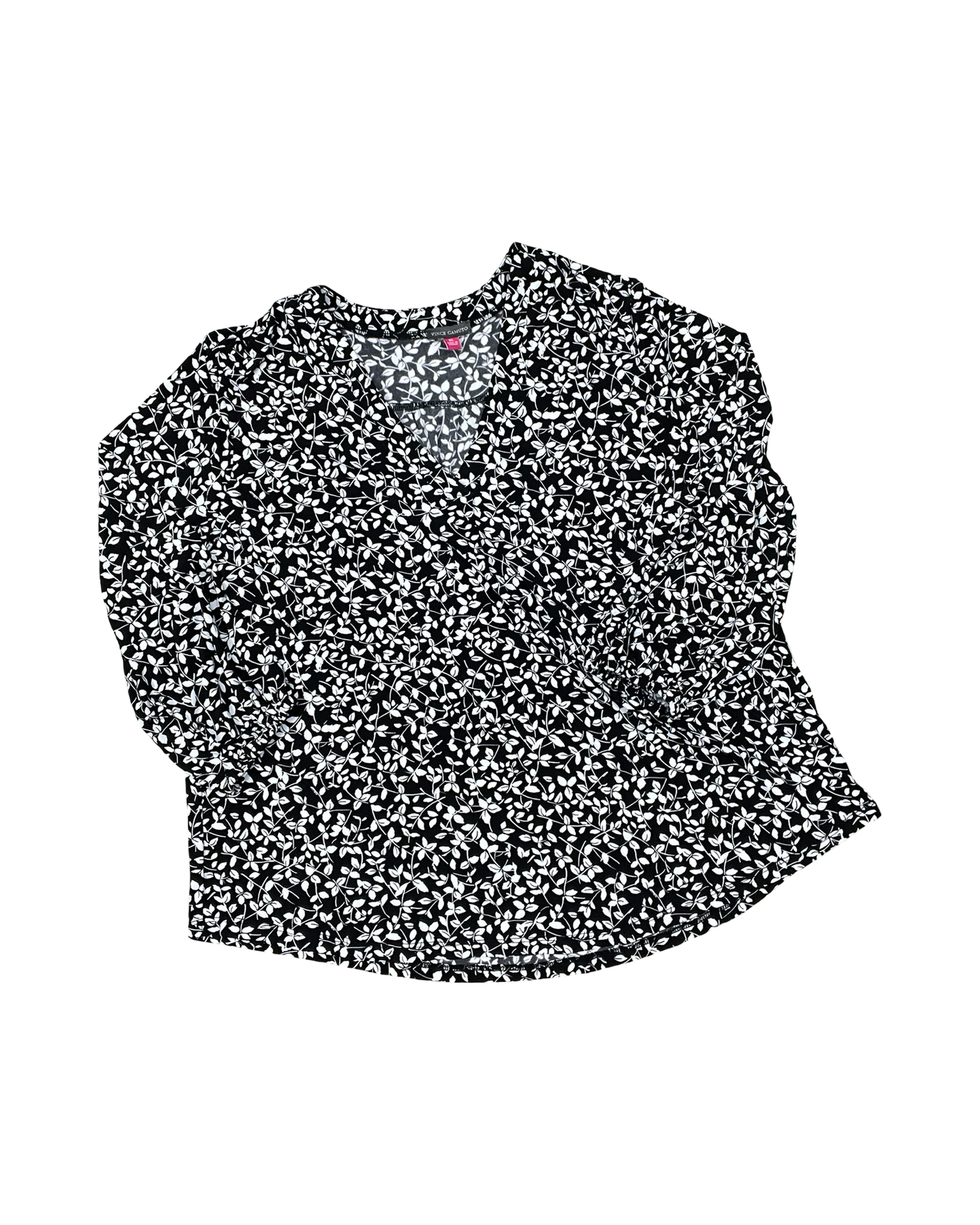 Top 3/4 Sleeve By Vince Camuto In Black & White, Size:Xl