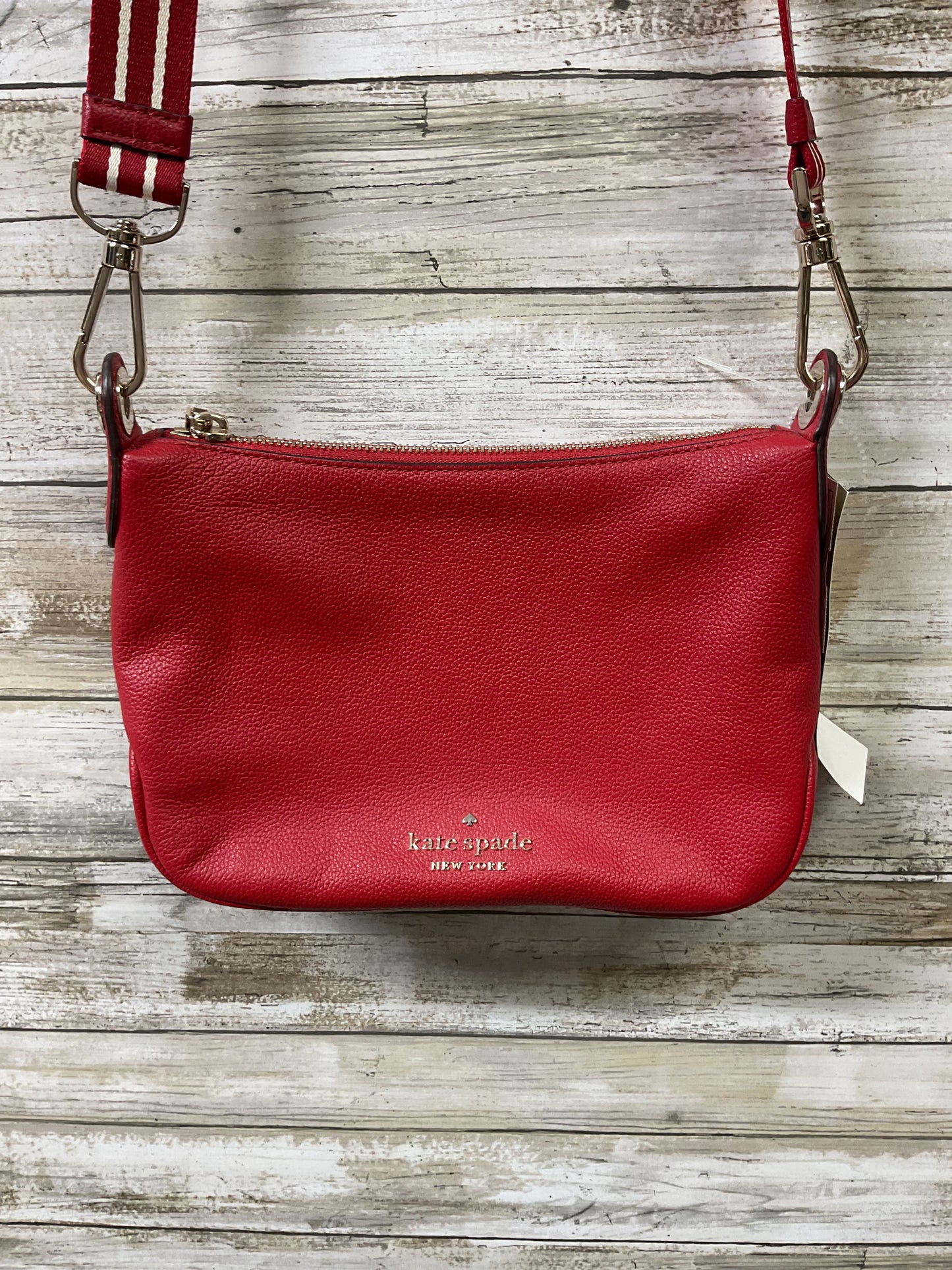 Crossbody Designer By Kate Spade In Red & White, Size:Small