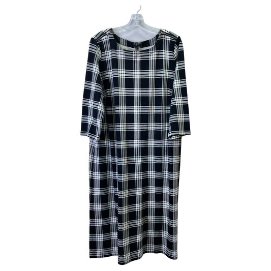 Dress Casual Midi By Talbots In Black & White, Size:1X