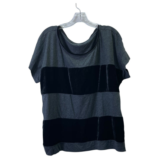 Top Ss By Loft In Black & Grey, Size:1X
