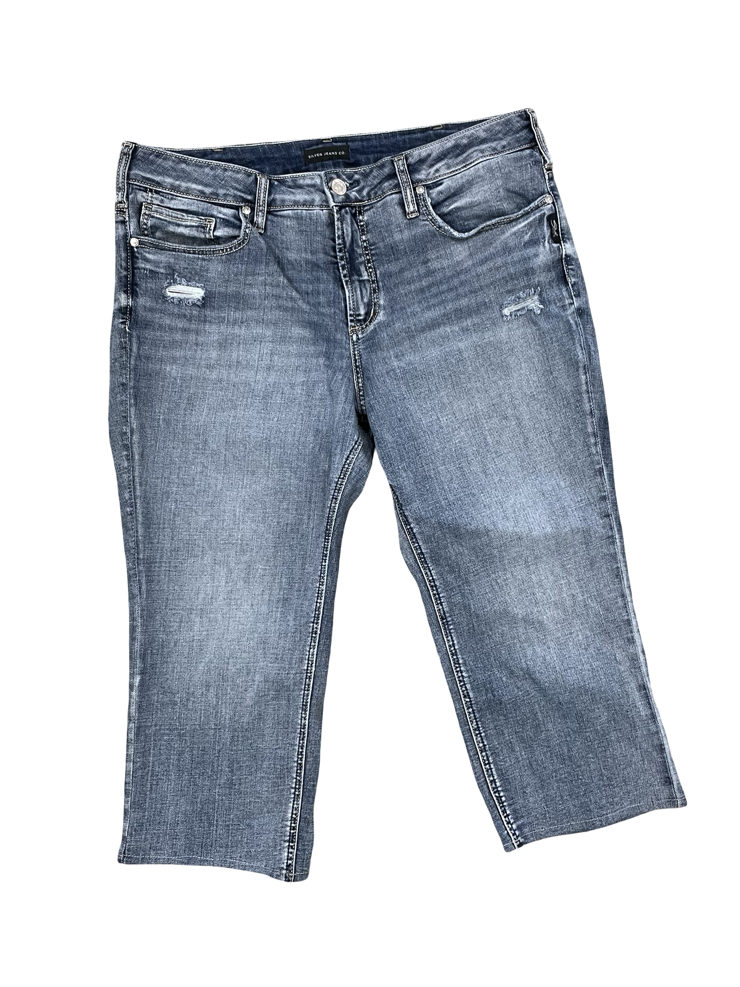 Jeans Cropped By Silver In Blue Denim, Size:16