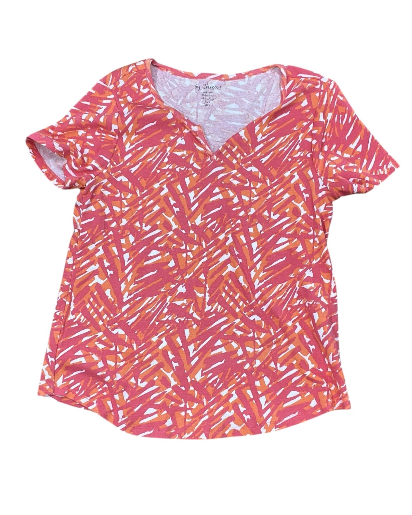 Top Ss By Chicos In Orange & Pink, Size:L